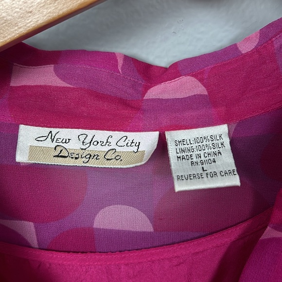 Vintage Pink Silk Long Sleeve Sheer Silk lined shirt size Large - Picture 13 of 14